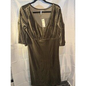 Old Navy Dress Size L Velour Velvet Pullover Stretch V Neck Women NWT
